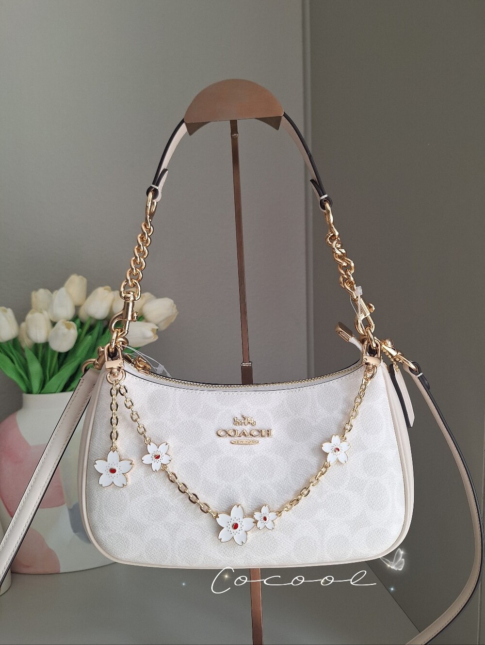 NWT Authentic Coach Teri Shoulder Bag In Signature Canvas cv933 Floral Chain